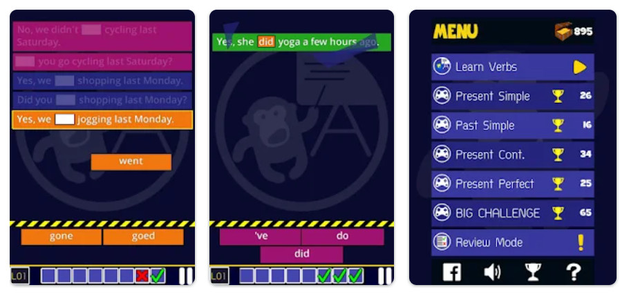 Game học tiếng Anh online Verb Smash. (Ảnh: Internet)