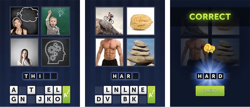 Game học tiếng Anh 4 Pics 1 Word. (Ảnh: Internet)