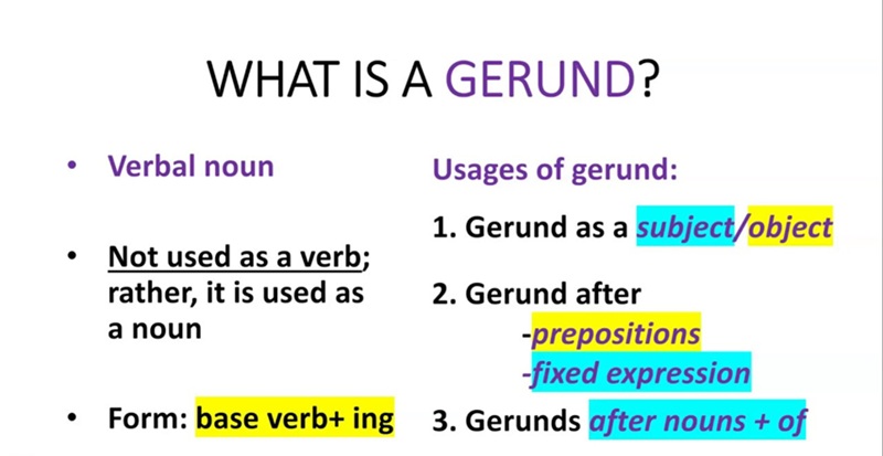 Gerund are forms derived from verbs but function like nouns. (Image: collected from the internet)
