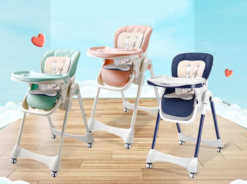 Ghế ăn dặm có bánh xe Chilux Grow. (Ảnh: Sưu tầm Internet)