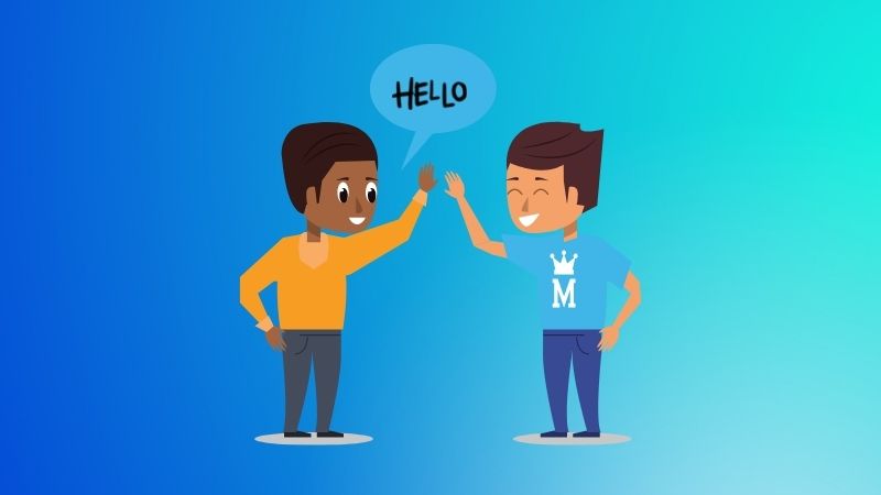 Mở đầu nói xin chào trước khi giới thiệu bản thân bằng tiếng Anh. (Ảnh: Canva)