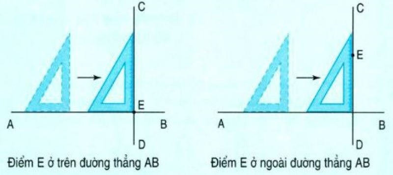 Cách vẽ 2 đường thẳng vuông góc với thước êke. (Ảnh: Sưu tầm internet)
