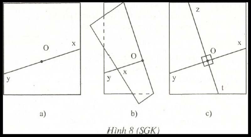 Cách gấp giấy để tạo hai đường thẳng vuông góc. (Ảnh: Sưu tầm internet)