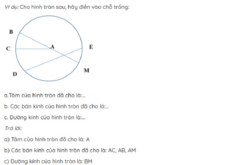 Bài tập xác định các thành phần của hình tròn