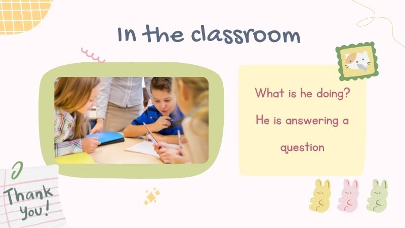 Các mẫu câu tiếng Anh lớp 2 chủ đề lớp học. (Ảnh: Canva.com)