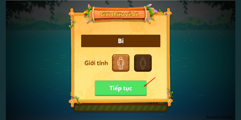 Điền tên và chọn giới tính của con. (Ảnh: Chụp màn hình)