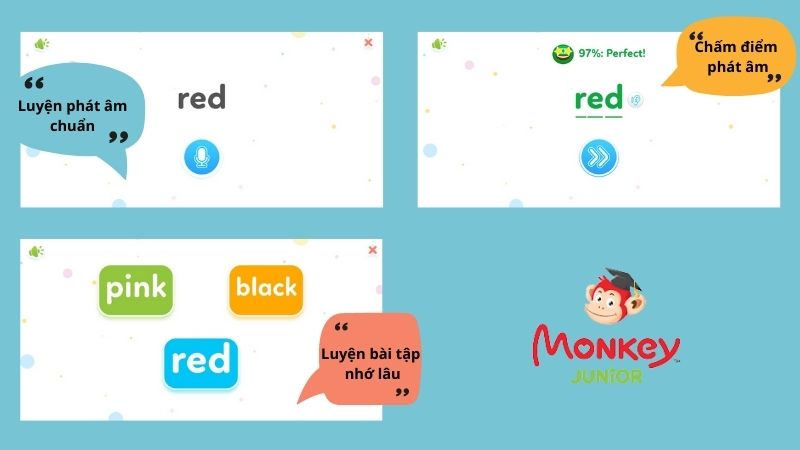 Học từ vựng tiếng Anh màu sắc cho bé cùng Monkey Junior. (Ảnh: Monkey)