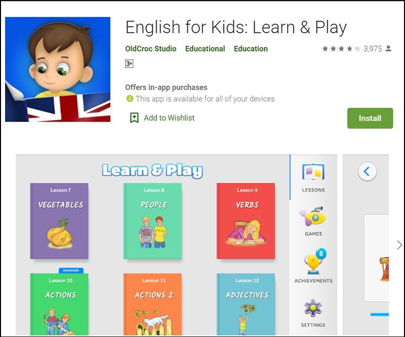 English for Kids: Learn & Play. (Ảnh: Internet)