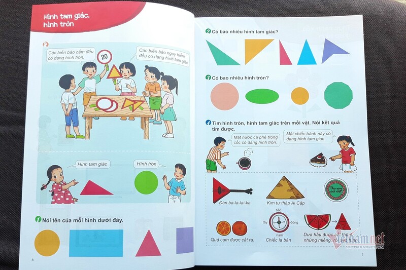 Lớp 1 các bé đã được làm quen với hình học. (Ảnh: Vietnamnet)