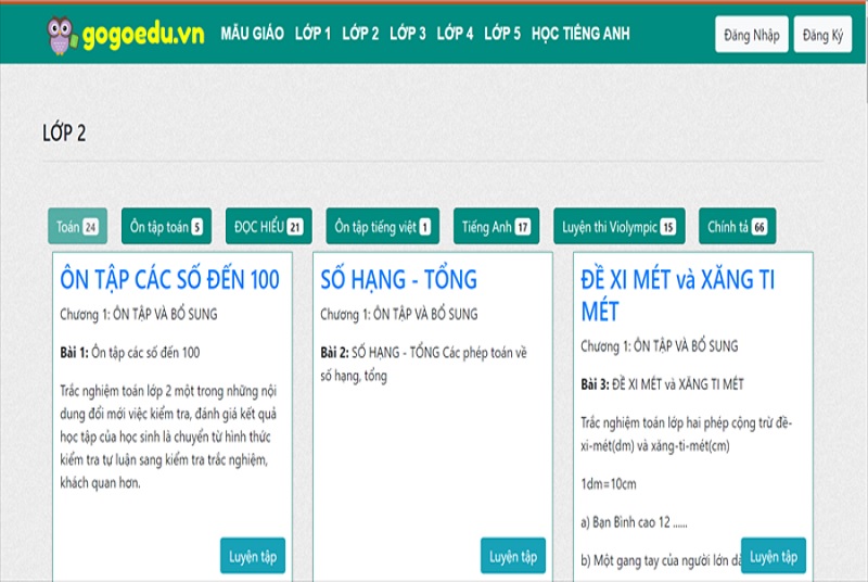 Nhiều bài học thú vị trên Go Go Edu. (Ảnh: Sưu tầm internet)
