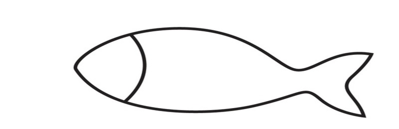 Các bước vẽ con cá – bước 1. (Ảnh: Sưu tầm internet)