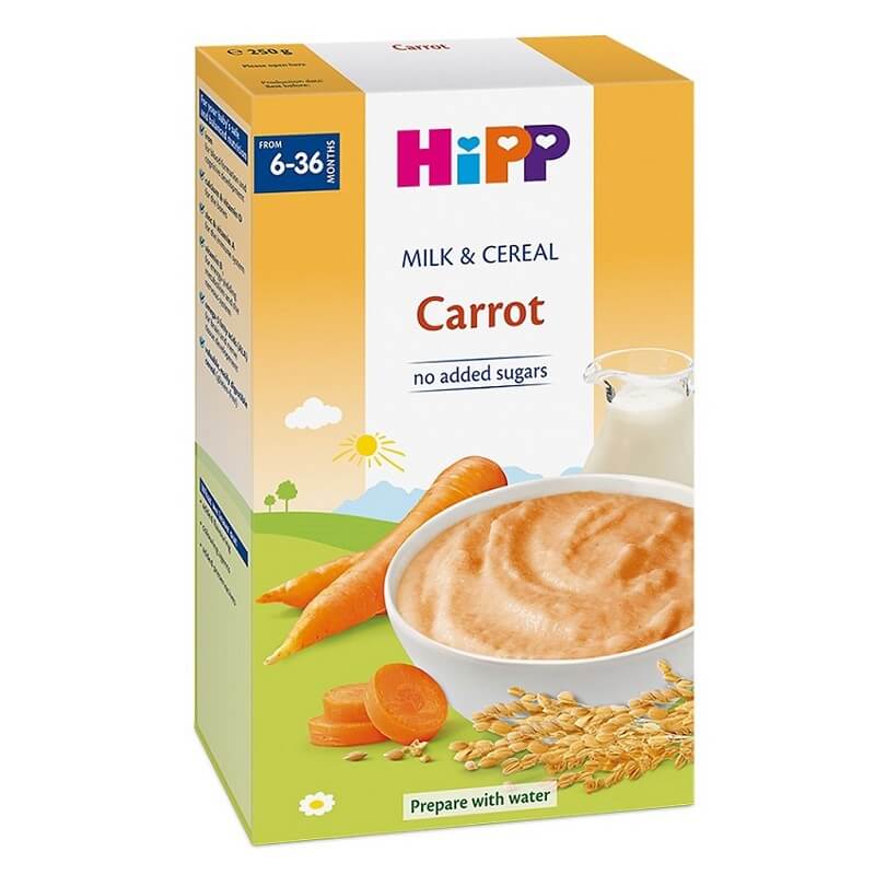 Bột ăn dặm HiPP màu cam. (Ảnh: Sưu tầm Internet)