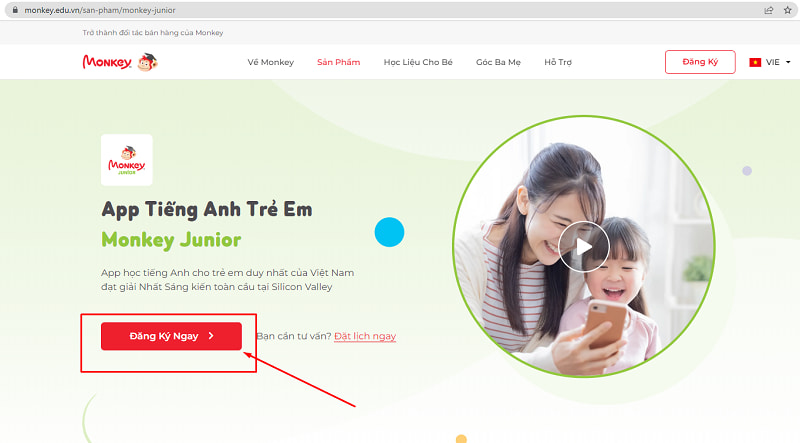 Đăng ký Monkey Junior rất đơn giản. (Ảnh: Chụp màn hình)