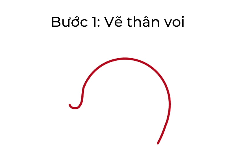 Hướng dẫn vẽ con voi - Bước 1. (Ảnh: Sưu tầm Internet)