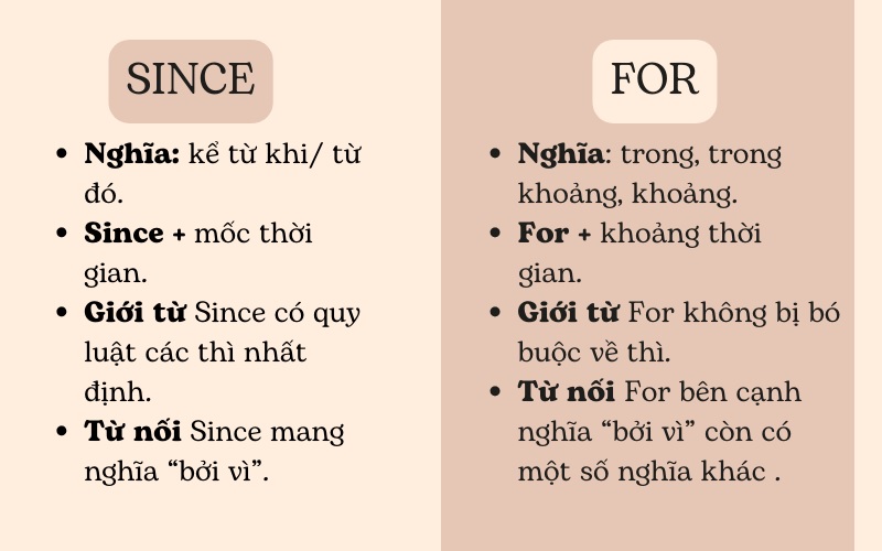 Ý nghĩa Since - For trong tiếng Anh (Ảnh: Sưu tầm internet)