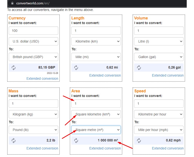 Chuyển đổi đơn vị bằng công cụ ConvertWorld. (Ảnh: Sưu tầm internet)