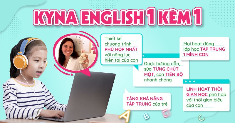Học tiếng Anh cho bé 4 tuổi – Kyna English 1 kèm 1. (Ảnh: Internet)