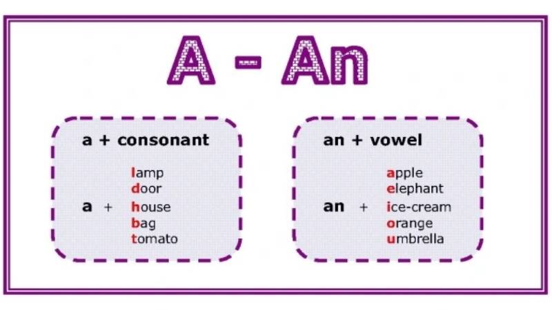 Phân biệt mạo từ a, an. (Ảnh: Sưu tầm Internet)
