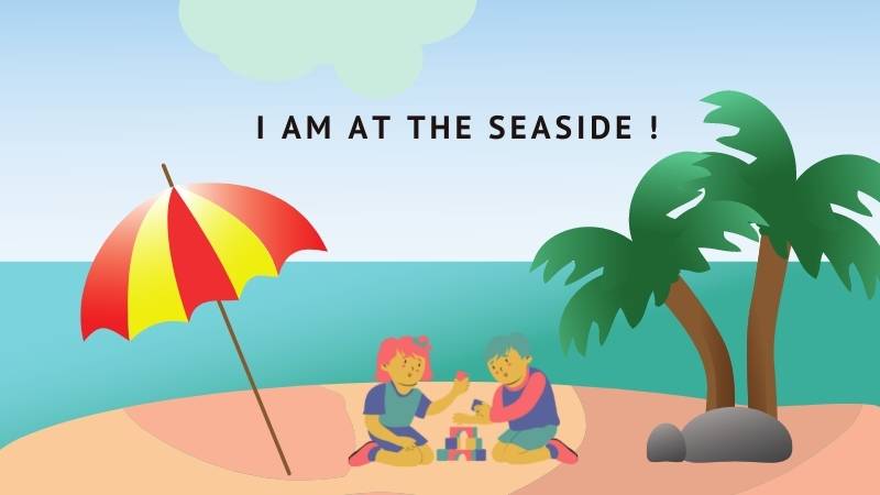 Mẫu câu tiếng Anh lớp 2 chủ đề tại bãi biển. (Ảnh: Sưu tầm Internet)