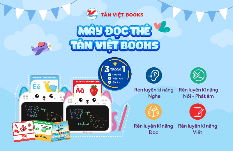Máy đọc thẻ Tân Việt Books - Song ngữ Anh Việt
