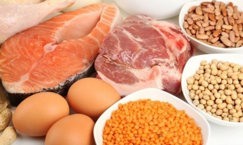 Protein có rất nhiều trong thịt, cá hồi, đậu nành. (Nguồn: Internet)