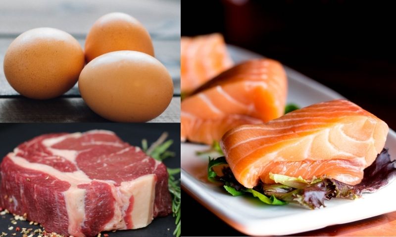 Protein có nhiều trong thịt đỏ, cá hồi. (Nguồn: Internet)