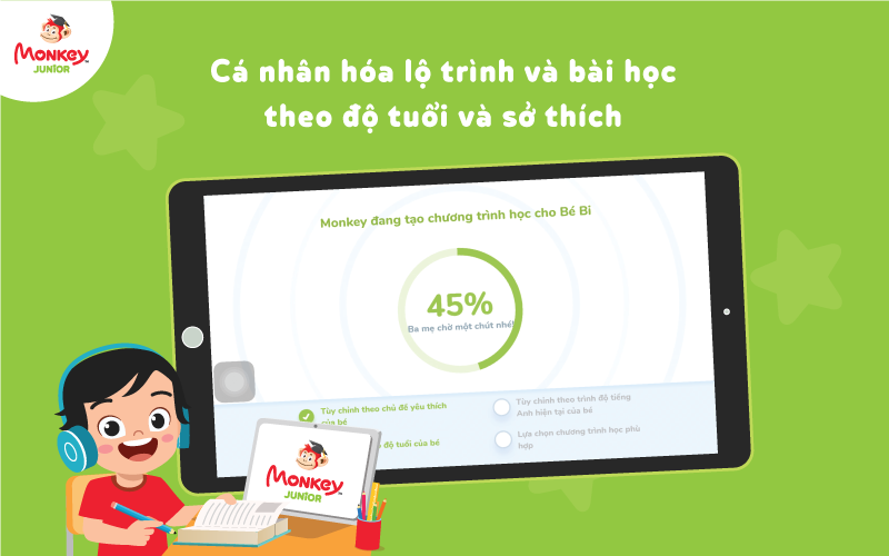 Monkey Junior có chương trình học cá nhân hóa, phù hợp với từng bạn nhỏ. (Ảnh: Monkey)