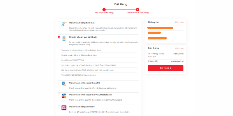 Thanh toán mua Monkey Math trọn đời. (Ảnh: Chụp màn hình)