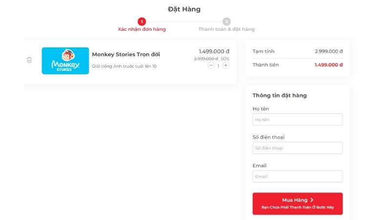 Hướng dẫn mua Monkey Stories trọn đời giá ưu đãi. (Ảnh: Chụp màn hình)