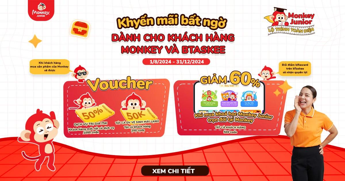 Chương trình khuyến mãi đặc biệt của Monkey và bTaskee. (Ảnh: Monkey)