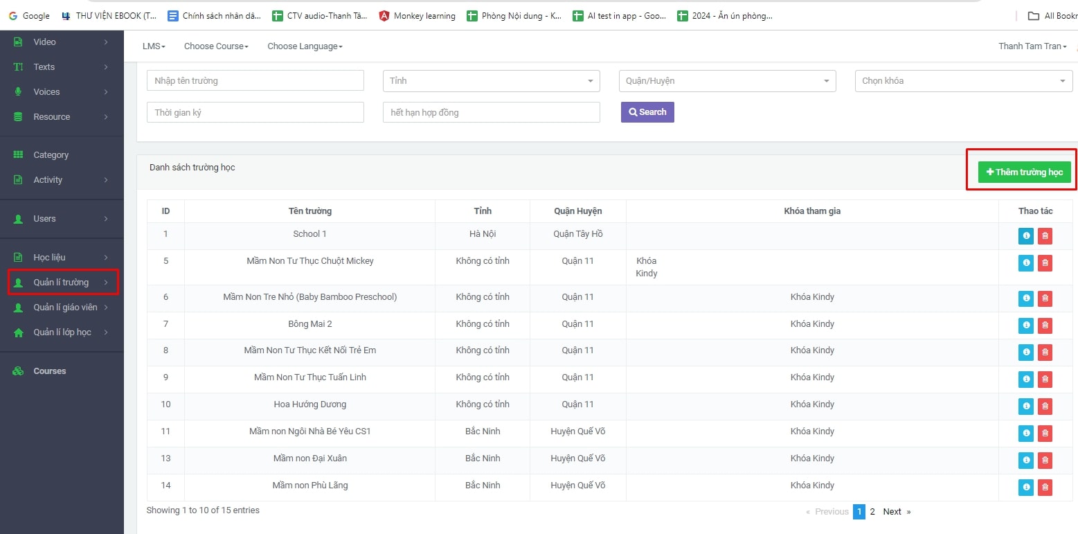 Quản lý nhà trường hiệu quả trên website quản trị (Nguồn: Monkey)