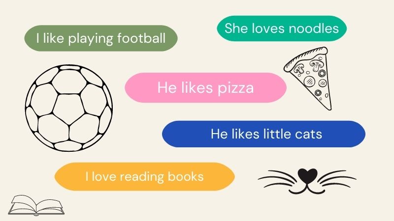 Ngữ pháp tiếng Anh lớp 1 nói về sở thích. (Ảnh: Canva.com)