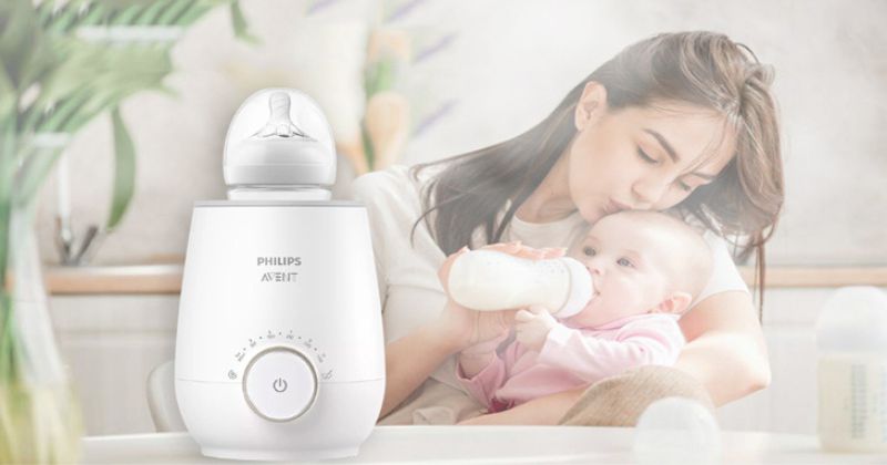 Các bước hâm sữa bằng máy hâm sữa nhanh chóng. (Ảnh: Sưu tầm Internet)