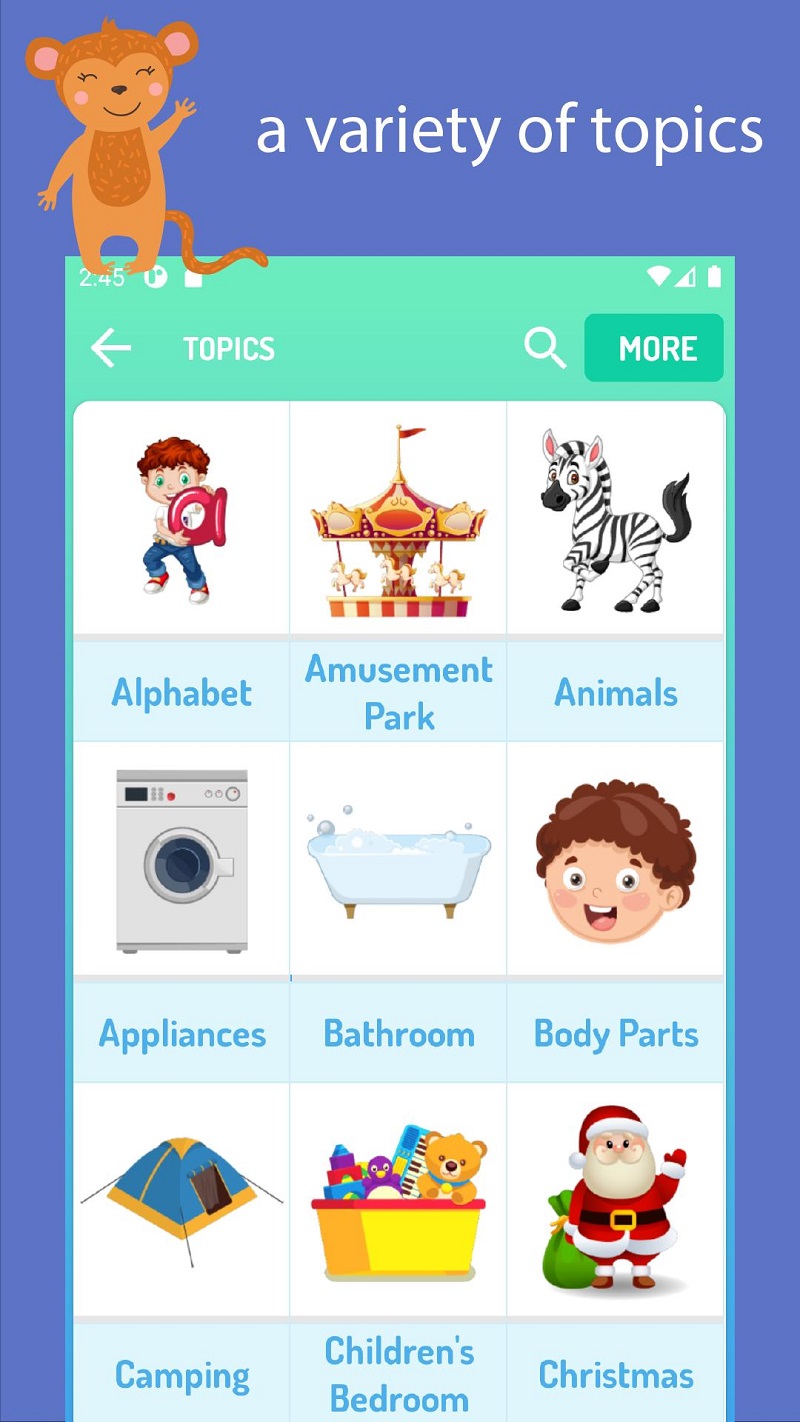 Giao diện phần mềm English for Kids. (Ảnh: Sưu tầm Internet)
