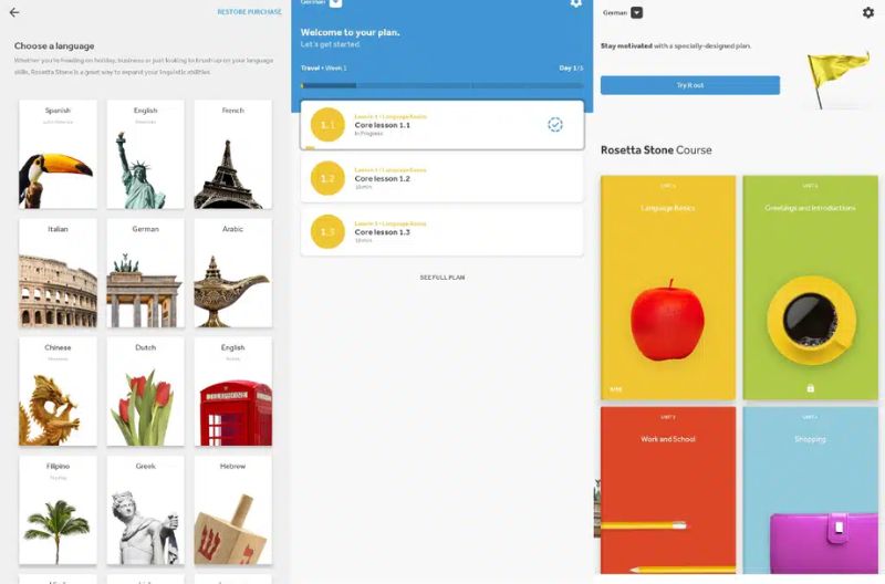Phần mềm Rosetta Stone. (Ảnh: Chụp màn hình)