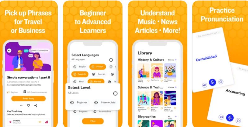 Ứng dụng Beelinguapp. (Ảnh: Sưu tầm Internet)