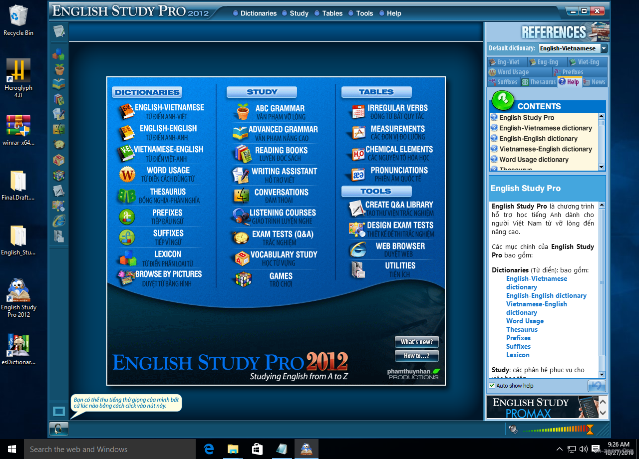 Phần mềm học tiếng Anh trên máy tính English Study Pro