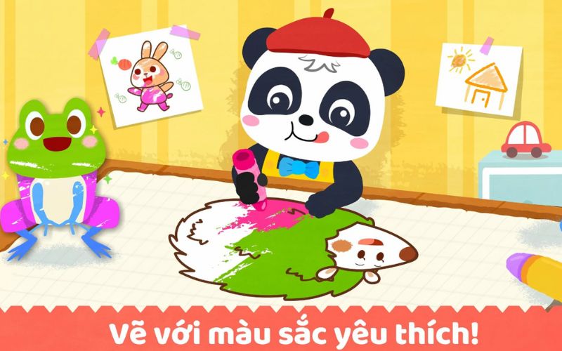 Các bé có thể thỏa sức sáng tạo trên app Trang tô màu của Bé Gấu Trúc (Nguồn: Sưu tầm internet)