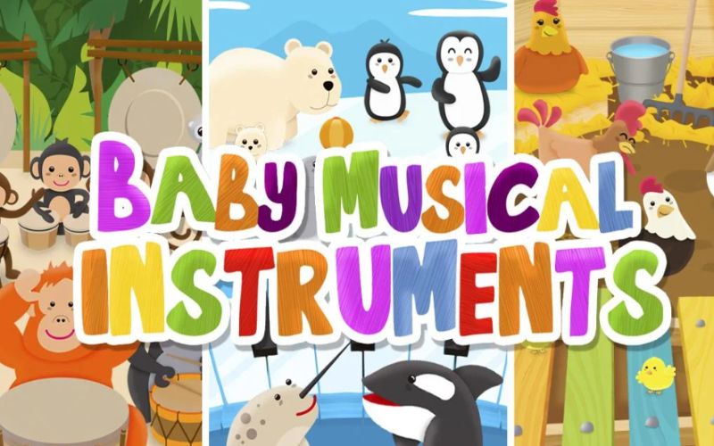Bé dễ dàng làm quen với các loại nhạc cụ cùng những con vật dễ thương (Nguồn: Sưu tầm internet)