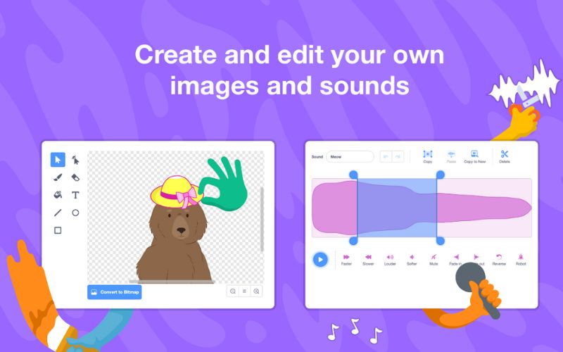 Trẻ có thể thỏa sức sáng tạo cùng Scratch (Nguồn: Sưu tầm internet)