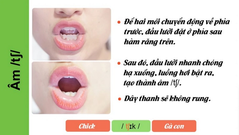 Khẩu hình miệng phát âm /tf/. (Ảnh: Sưu tầm internet)