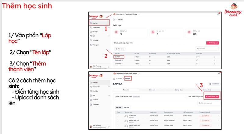 Quản lý học sinh dễ dàng trên hệ thống (Ảnh: Monkey)