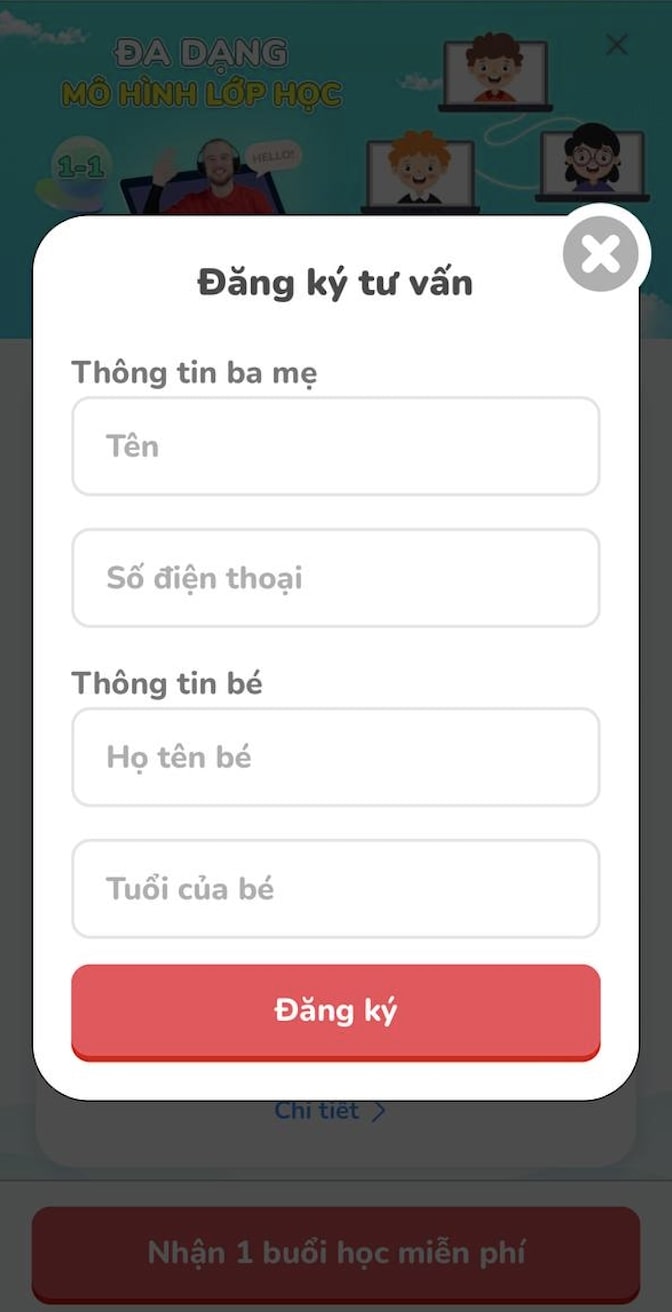 Đăng ký Monkey Tutoring cực kì đơn giản