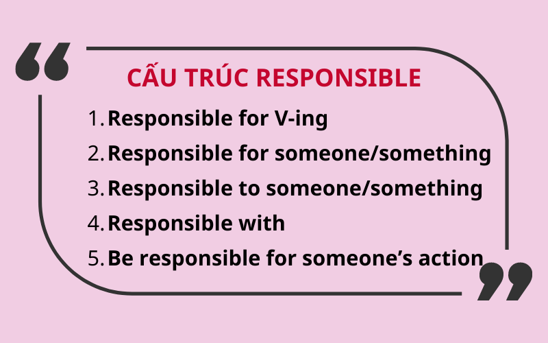 Một số cấu trúc của Responsibility sử dụng trong tiếng Anh (Ảnh: Sưu tầm internet)