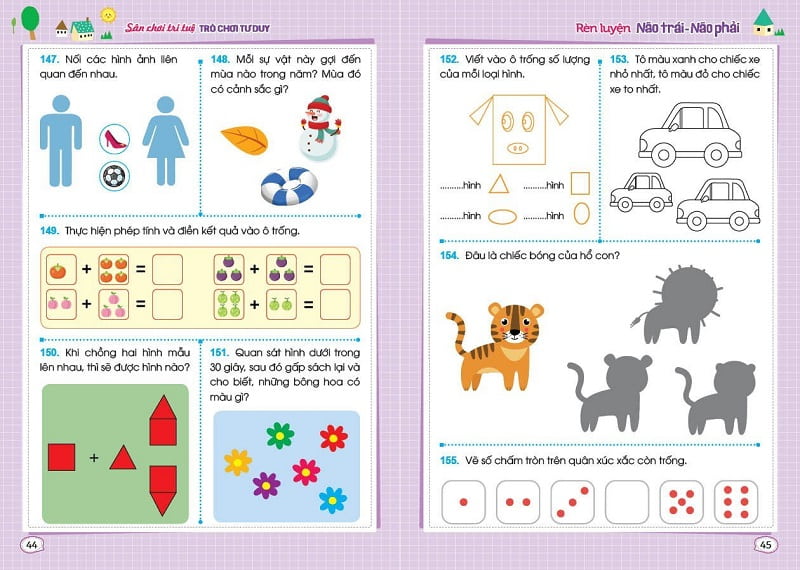 Các bài toán đều được lồng ghép với hình ảnh sinh động giúp bé dễ hiểu. (Ảnh: Sưu tầm Internet)