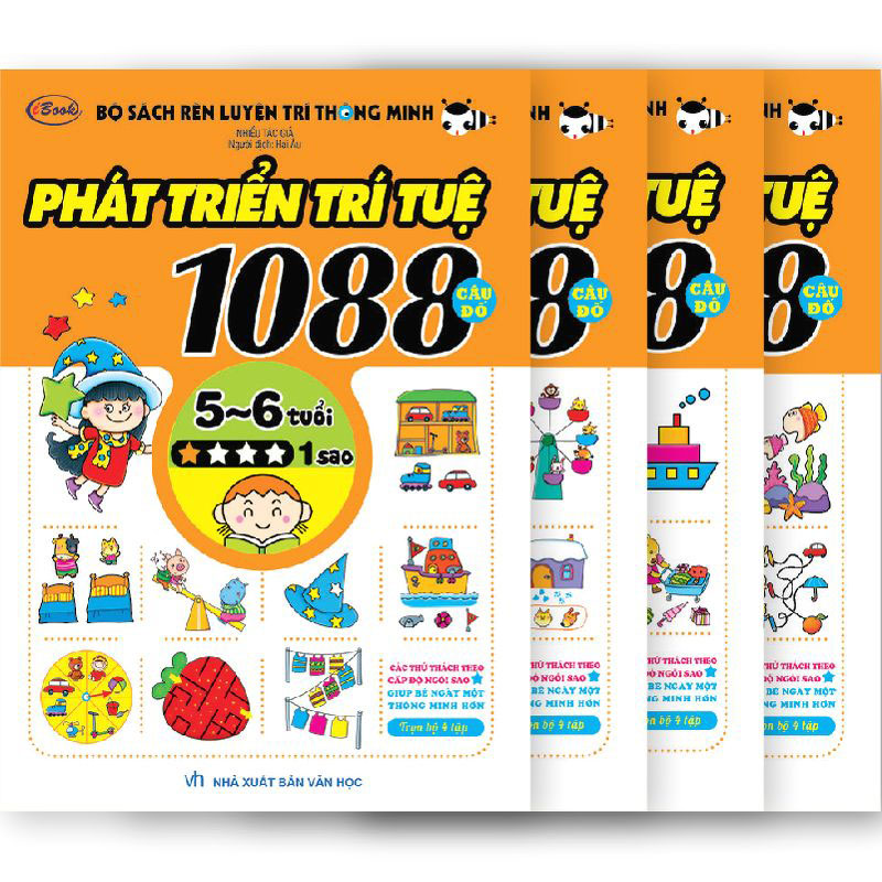 Phát triển tư duy, trí tuệ cho bé với bộ sách "Phát Triển Trí Tuệ 1088 Câu Đố". (Ảnh: Sưu tầm internet)