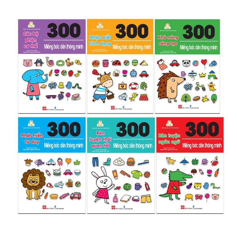 Bộ sách miếng bóc dán thông minh để các con vừa chơi, vừa luyện tập. (Ảnh: Sưu tầm Internet)