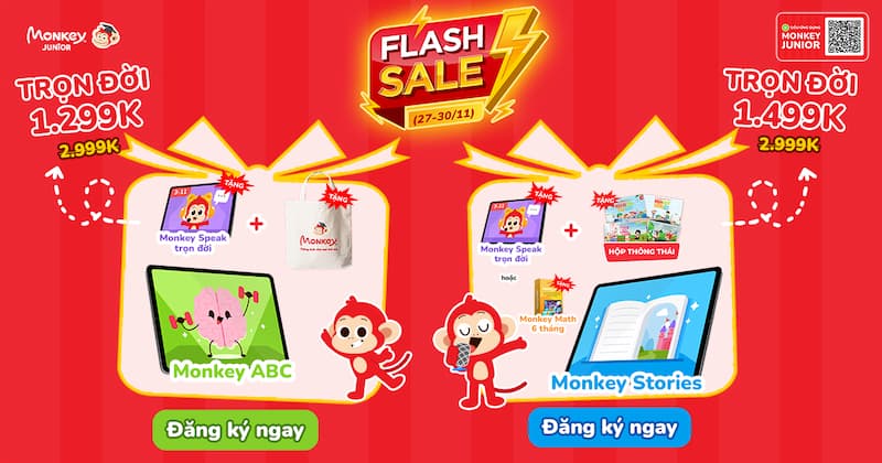 Ưu đãi 50% khóa học Monkey ABC & Monkey Stories