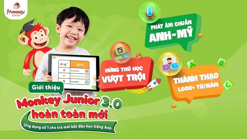 Monkey Junior là ứng dụng cho trẻ mới bắt đầu học tiếng Anh. (Ảnh: Monkey)