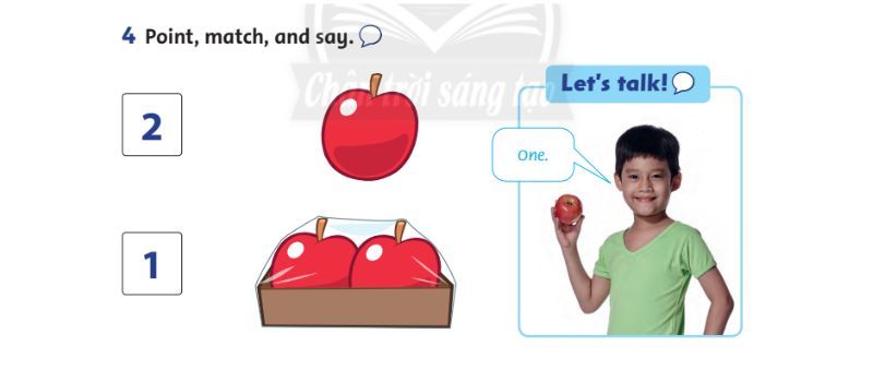 Hoạt động "Point, match and say". (Ảnh: Chụp màn hình SGK)